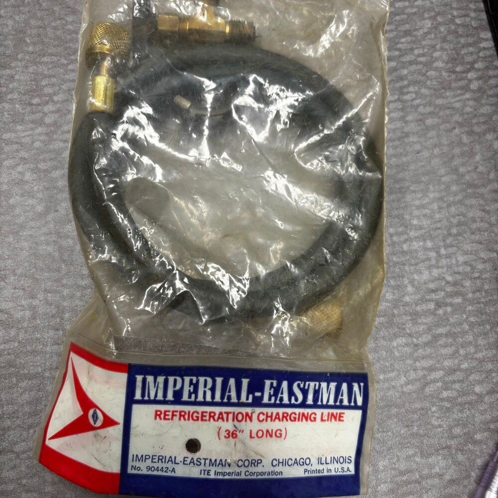 Vintage Imperial-Eastman 36" Refrigeration Charging Line Hose & Can Tap Valve